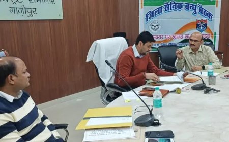 Ghazipur News: गाजीपुर के डीएम ने पूर्व सैनिकों से मुलाकात की तो उन्होंने सड़क निर्माण, प्रवेश द्वार और गांवों में गौरव पथ के नाम की मांग की